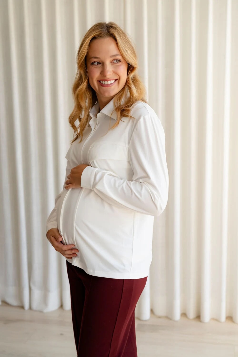 Chemise Grossesse Et Allaitement Vertbaudet - Blanc, 100% Coton, Boutonnage Pratique, Taille 38