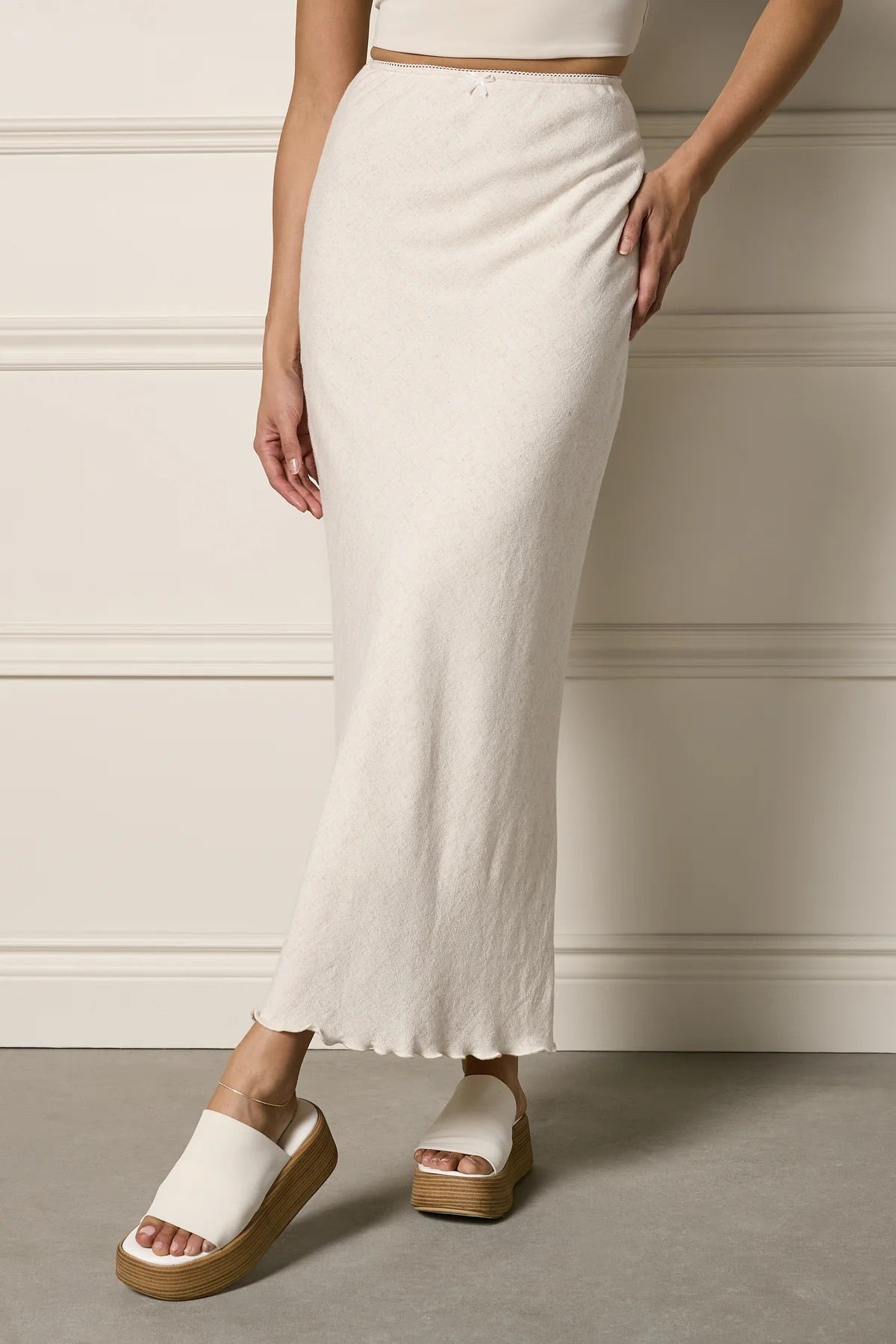 Jupe En Lin Beige Motifs Fleurs Cocomenthe - Taille 42 Très Bon état