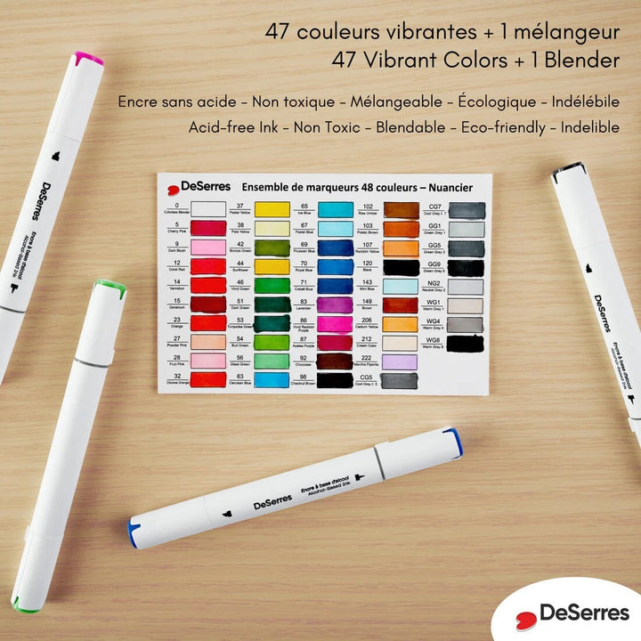 Ensemble marqueurs Alcool double pointe (48 pièces)  DeSerres