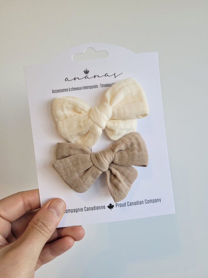 Barrette boucle en mousseline fille produit québécois Mlle et Coco