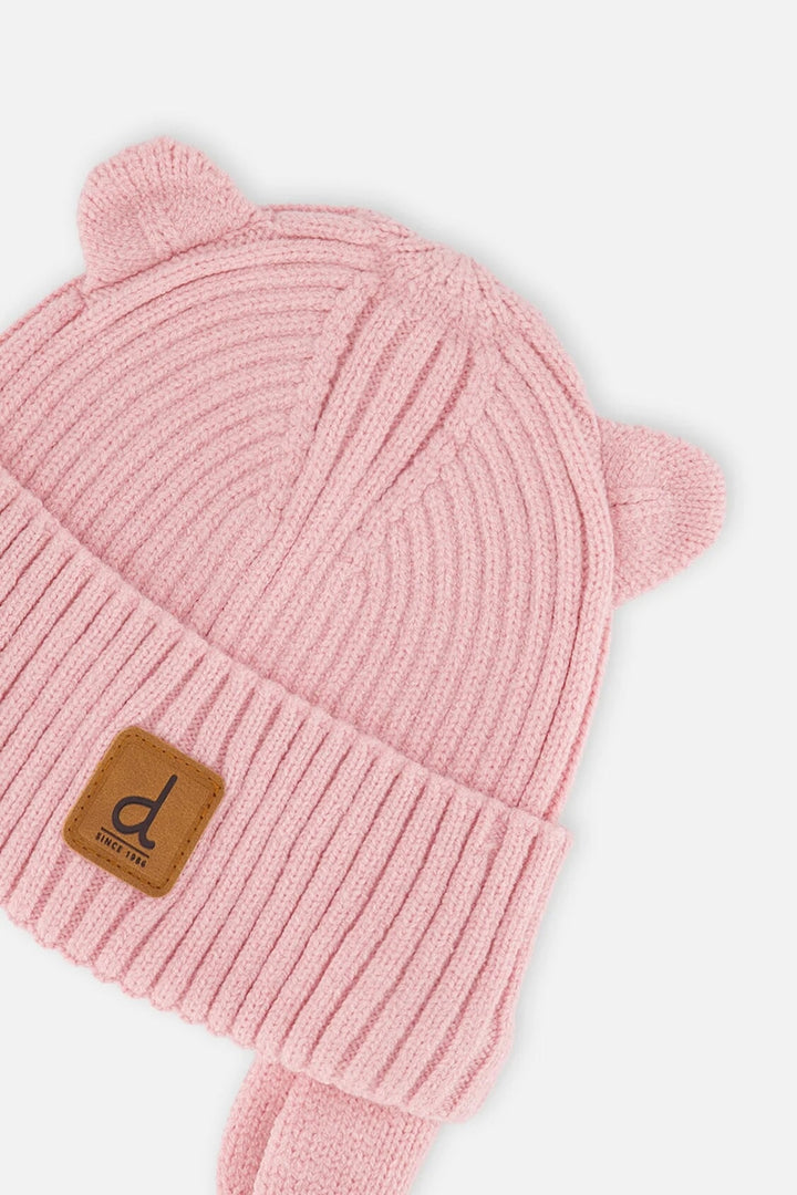 Bonnet hiver en tricot avec cordons Vieux rose Deux par Deux Mlle et Coco
