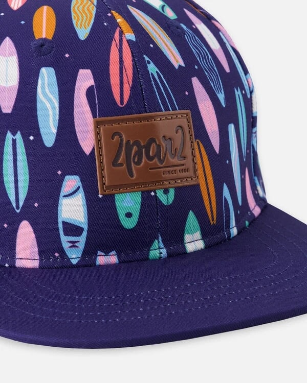 Casquette Bleu imprimé planches de surf Deux par Deux Mlle et Coco