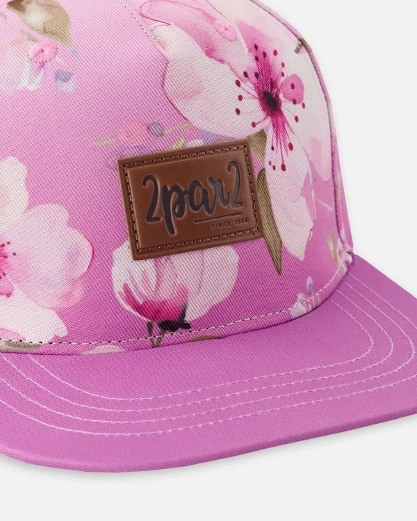 casquette Violet imprimé fleurs Deux par Deux Mlle et Coco