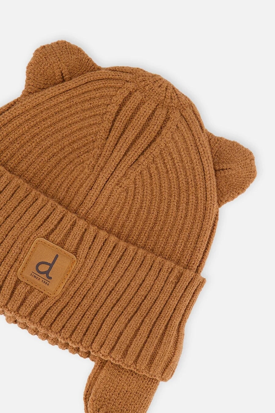 Bonnet mi-saison en tricot avec cordons Brun cassonade Deux par Deux Mlle et Coco
