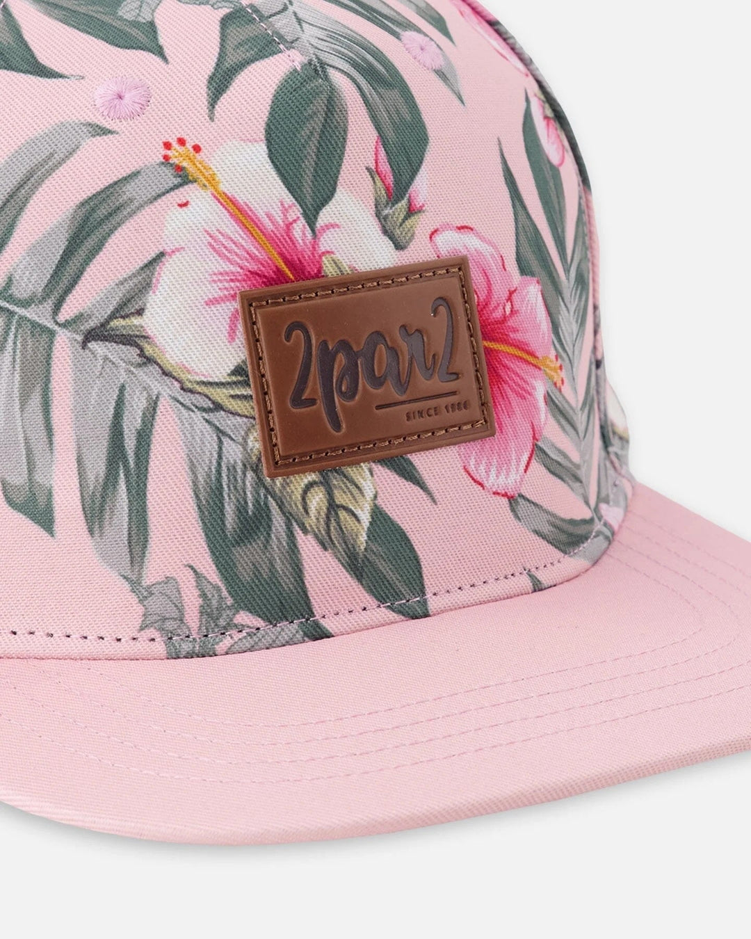 Casquette rose imprimée hibiscus Deux par Deux Mlle et Coco