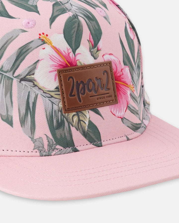 Casquette rose imprimée hibiscus Deux par Deux Mlle et Coco