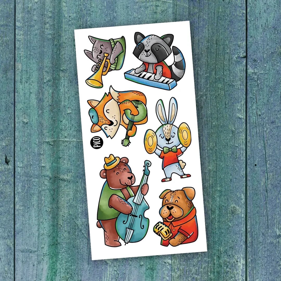 Tatouages temporaires - La bande musicale d'animaux - Pico tatouage Jouet/jeux Pico tatouage 