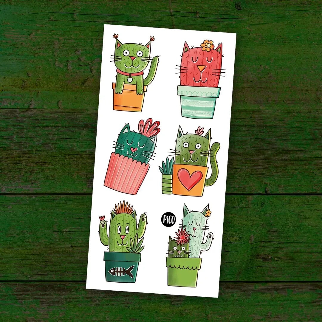 Tatouages temporaires - Chats-cactus - Pico tatouage Jouet/jeux Pico tatouage 