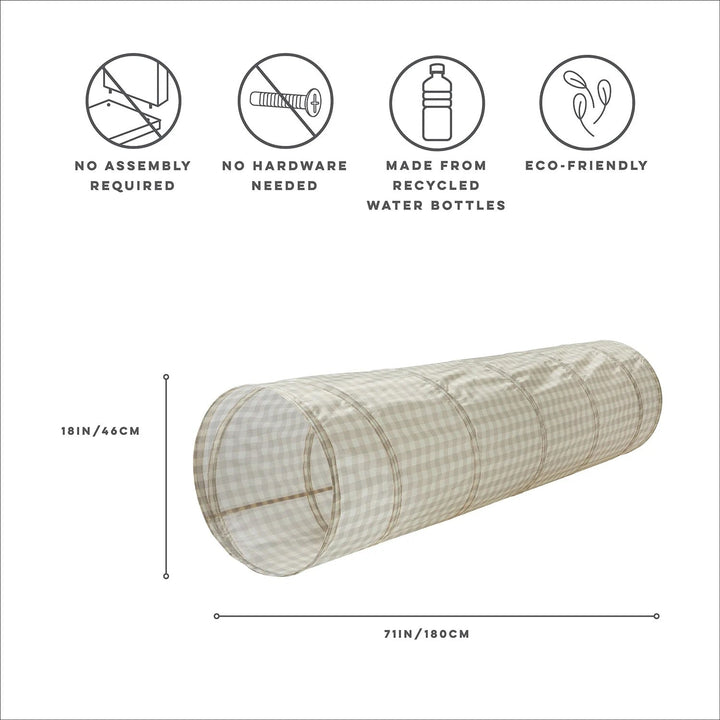 Tunnel en tissus recyclé carreaux beige vichy 3 Sprouts Mlle et Coco