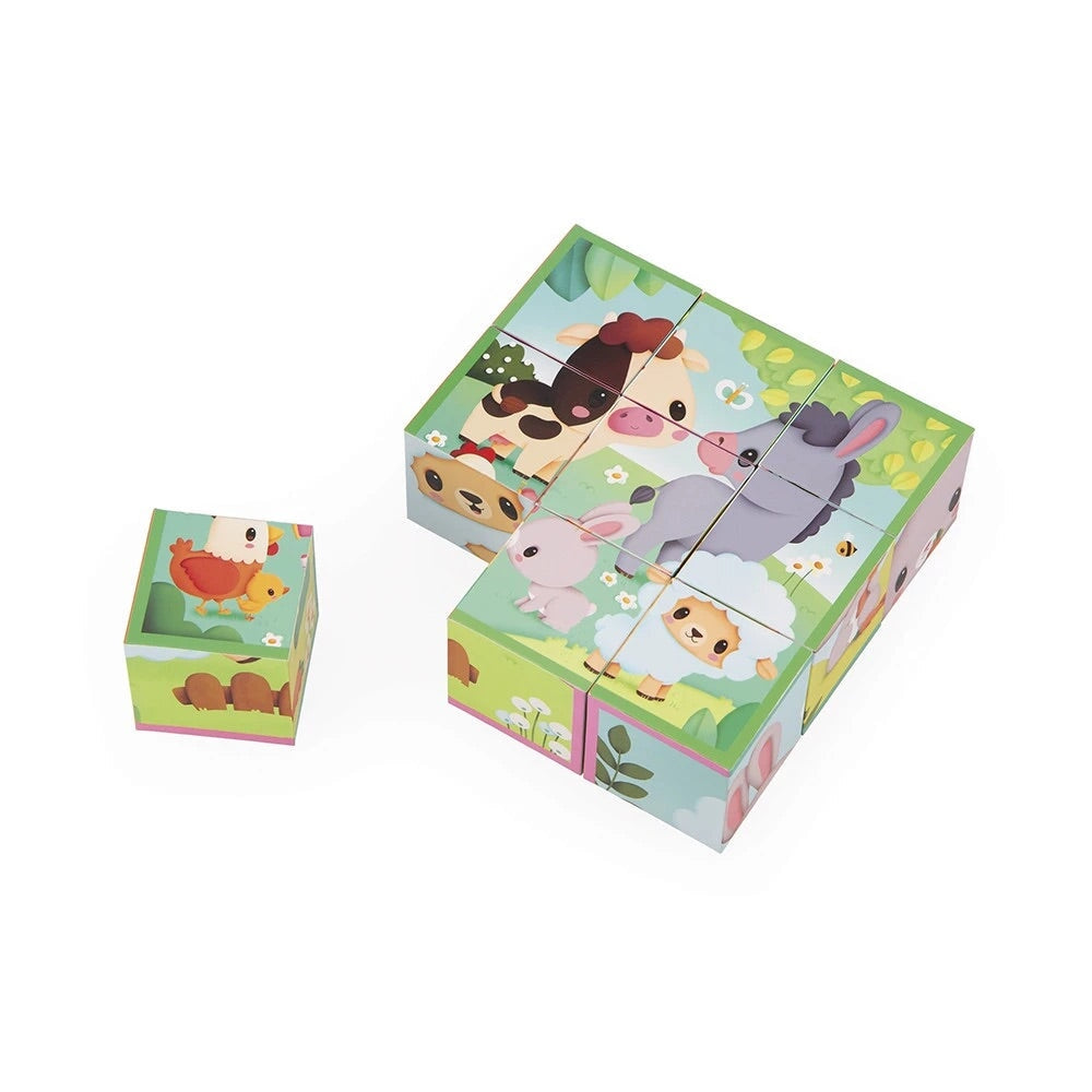Ensemble de cubes de Janod sous le thème de la ferme