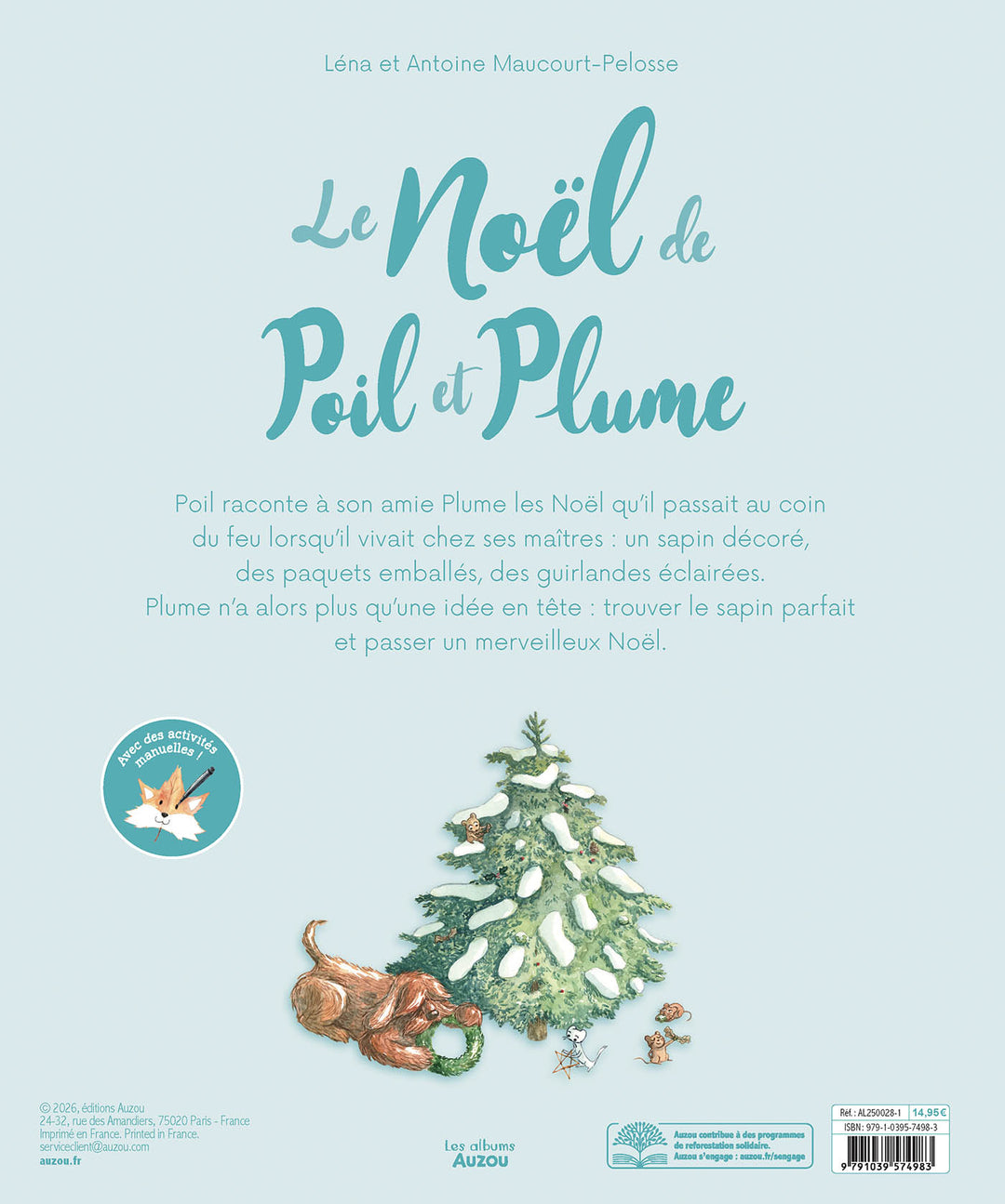 Livre Le Noël de Poil et Plume Auzou Éditions