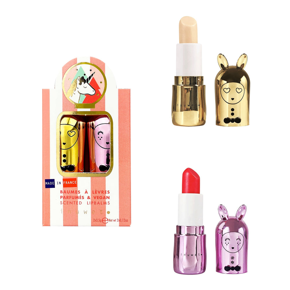 coffret duo baume lèvre cheesecake sorbet framboise Inuwet Mlle Coco