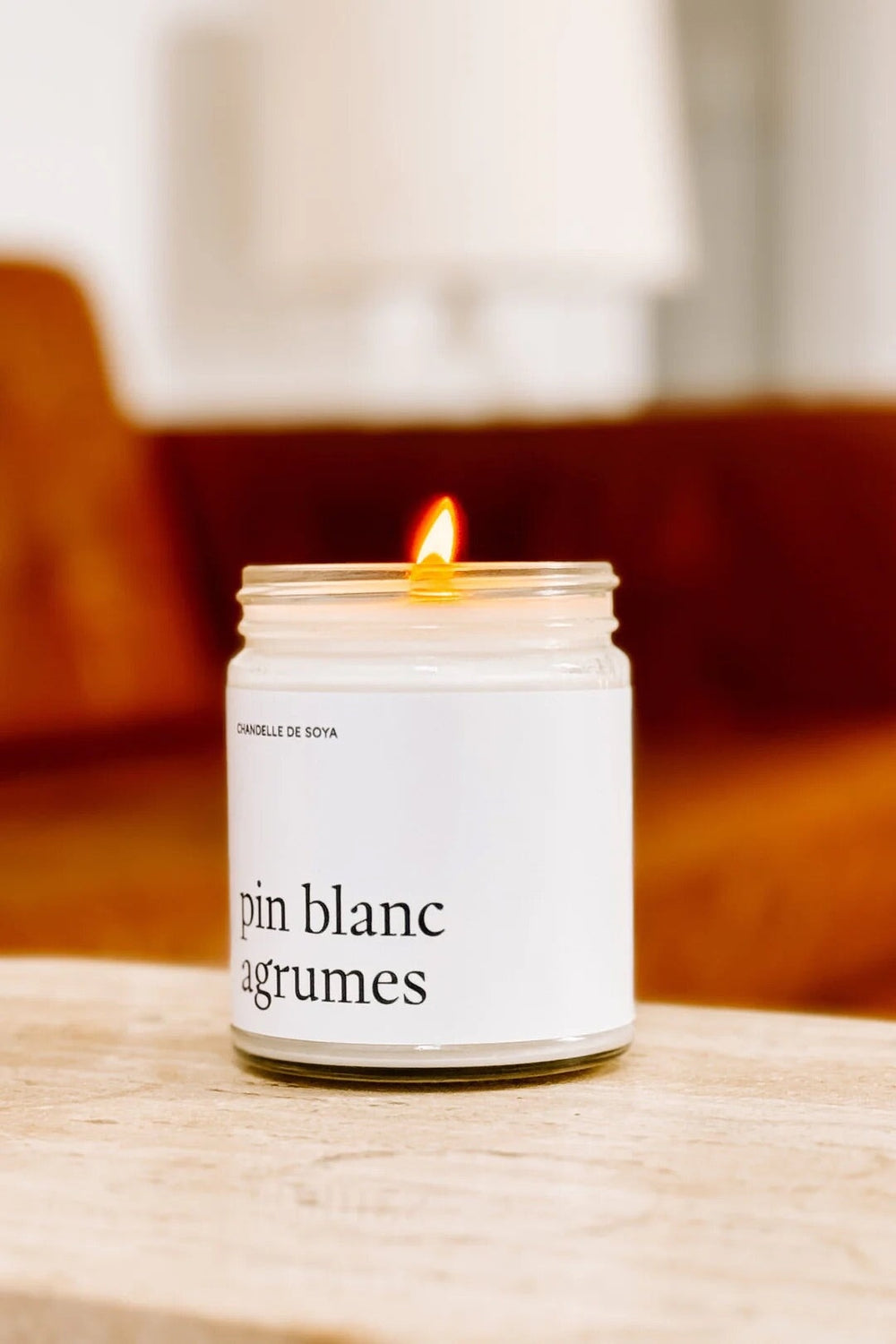 Chandelle de soya Marée Chandelle, pin blan agrumes
