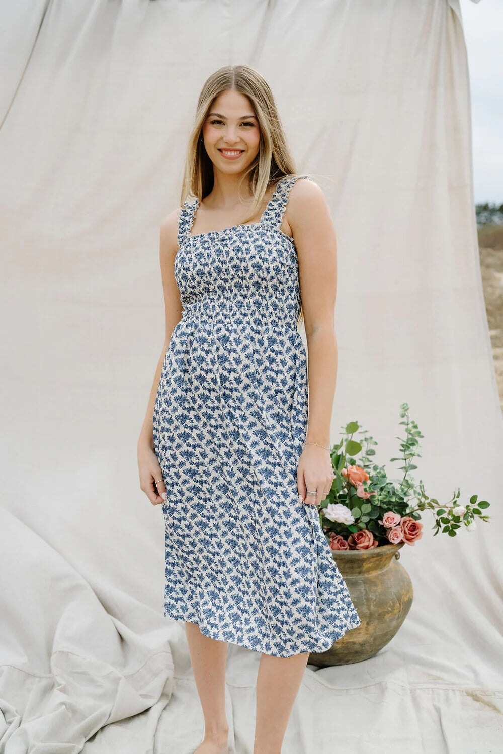 Robe maternité Malibu - Bleu antique - Rose Maternité