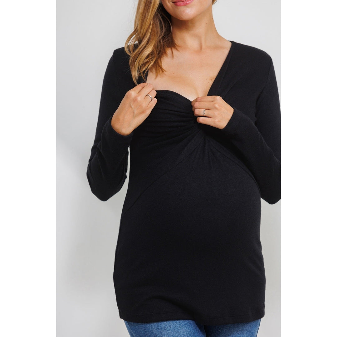 chandail allaitement maternité noir manches longues hello miz