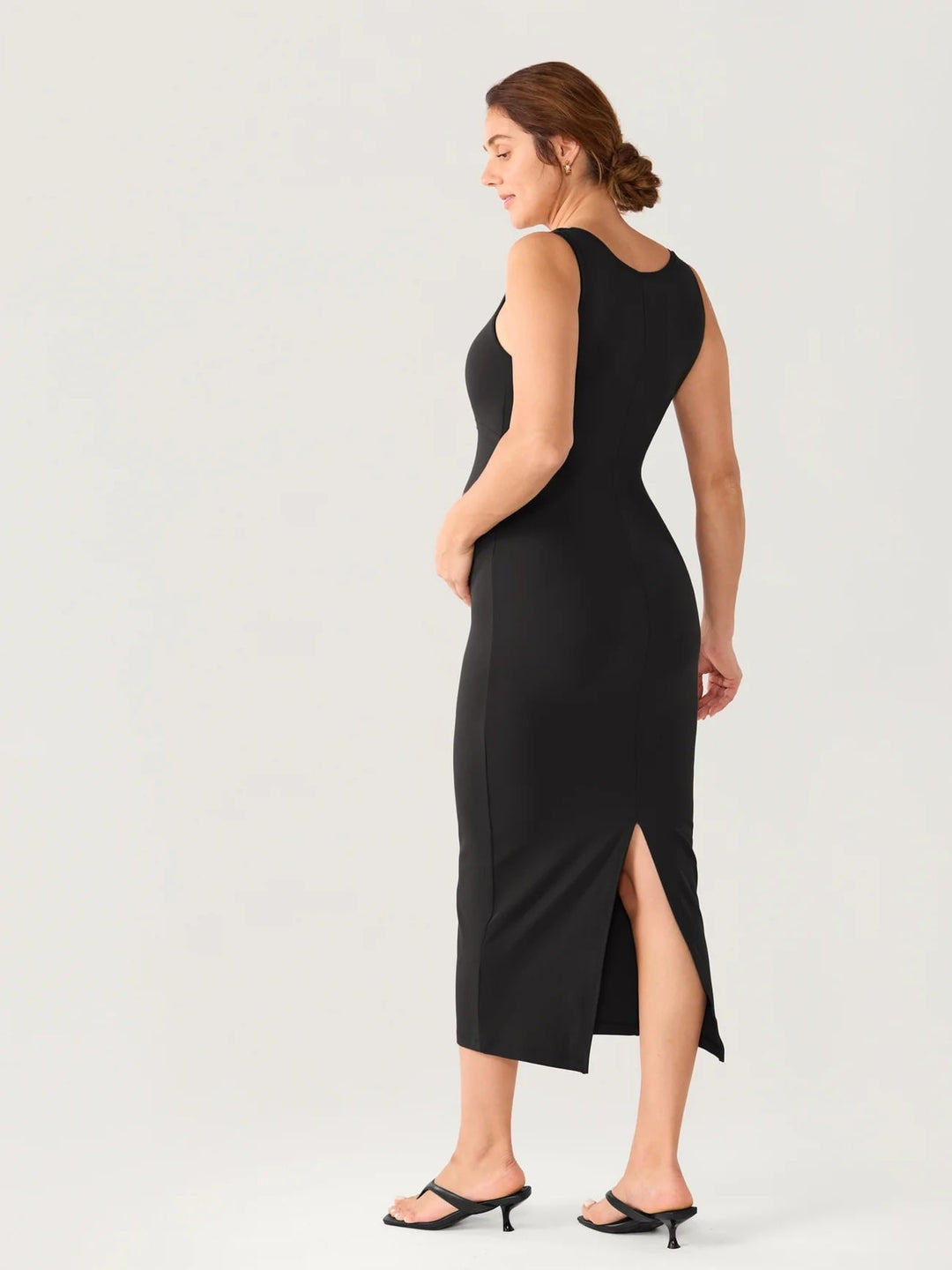 Robe longue moulante maternité et allaitement noir Momanda Mlle et Coco