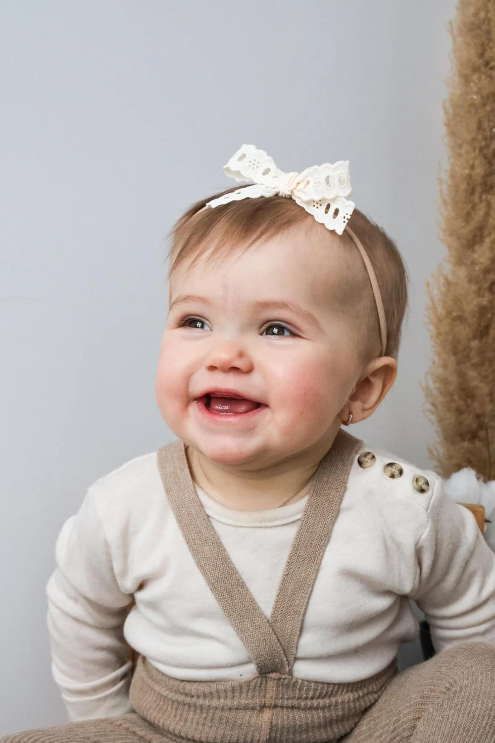 Bandeau boucle brodée  Ivoire (0-2 ans) Ananas Mlle et Coco