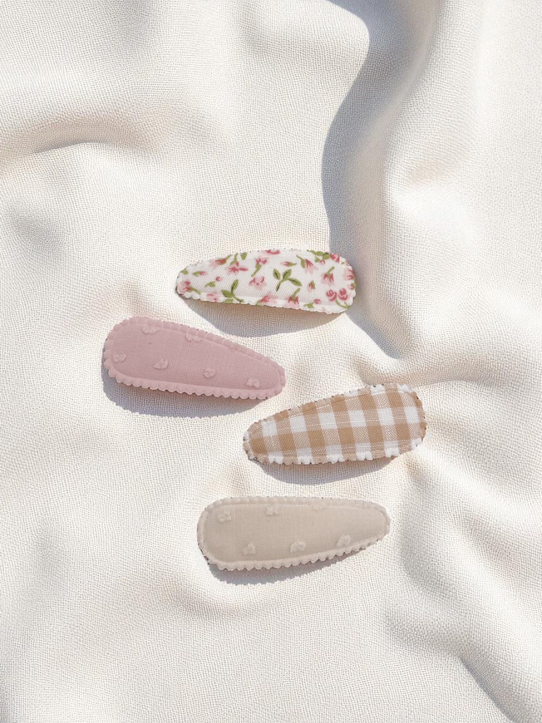 Barrettes en tissus motif classique fille Mlle et Coco