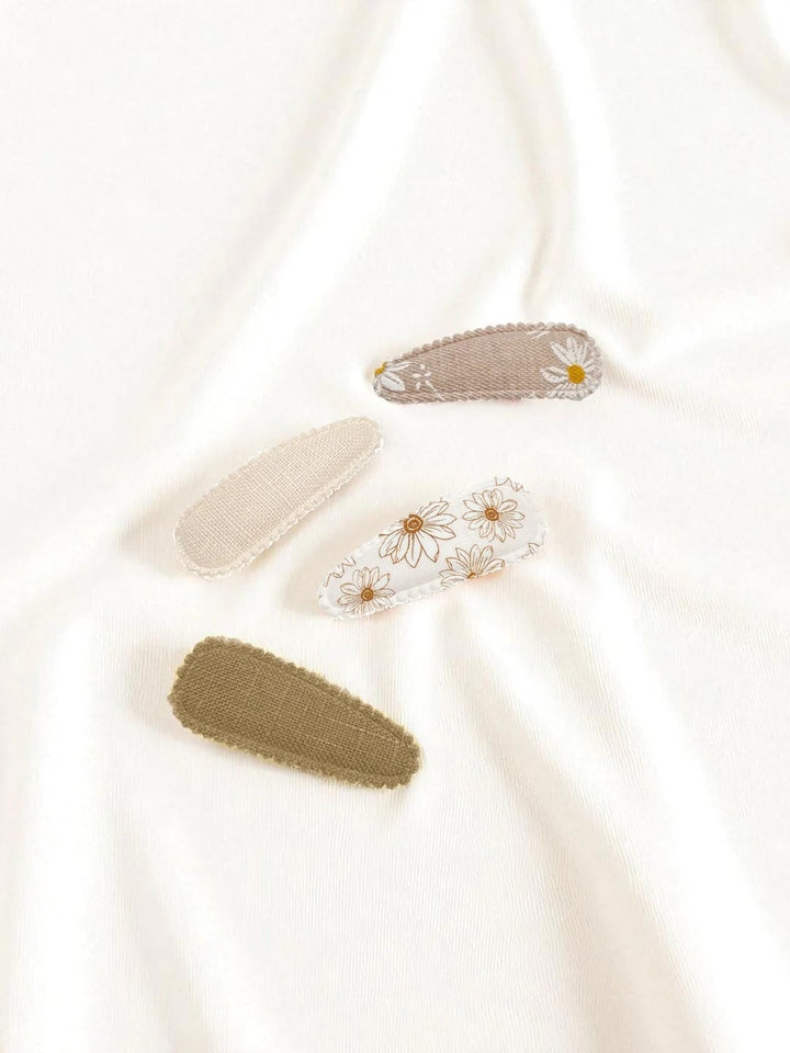 Ensemble de barrette en tissus floral produit québécois Mlle et Coco