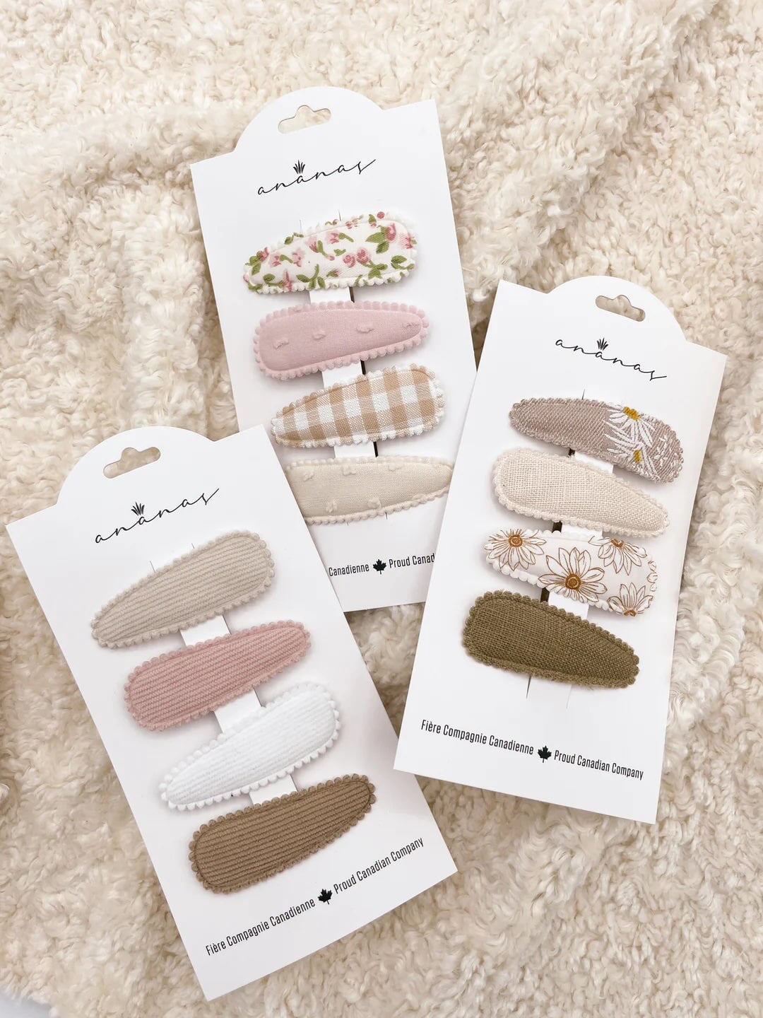Ensemble de barrette en tissus floral produit québécois Mlle et Coco