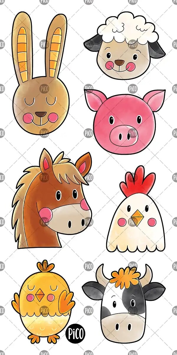 Tatouages temporaires Les animaux de la ferme Pico Tatouage Mlle et Coco