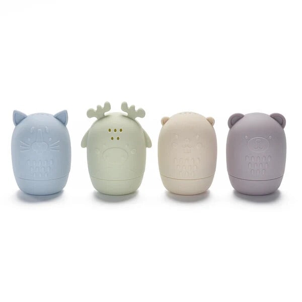 Jeux silicone pour le bain Noüka, animaux de la forêt pastel
