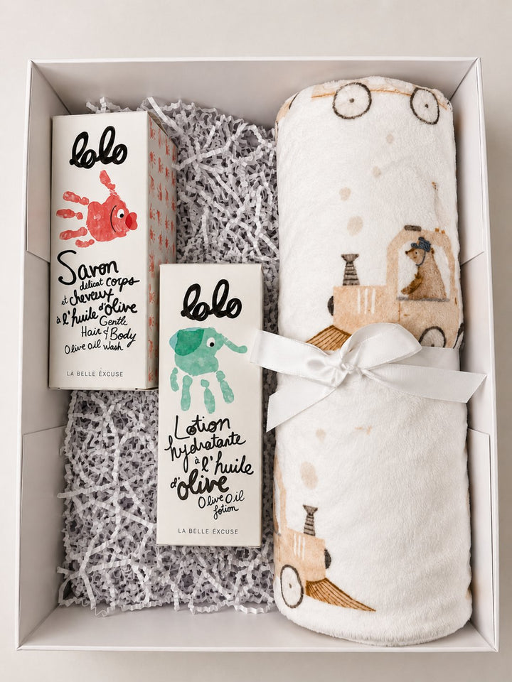 Coffret cadeau  Lolo et minky train animaux Mlle et Coco