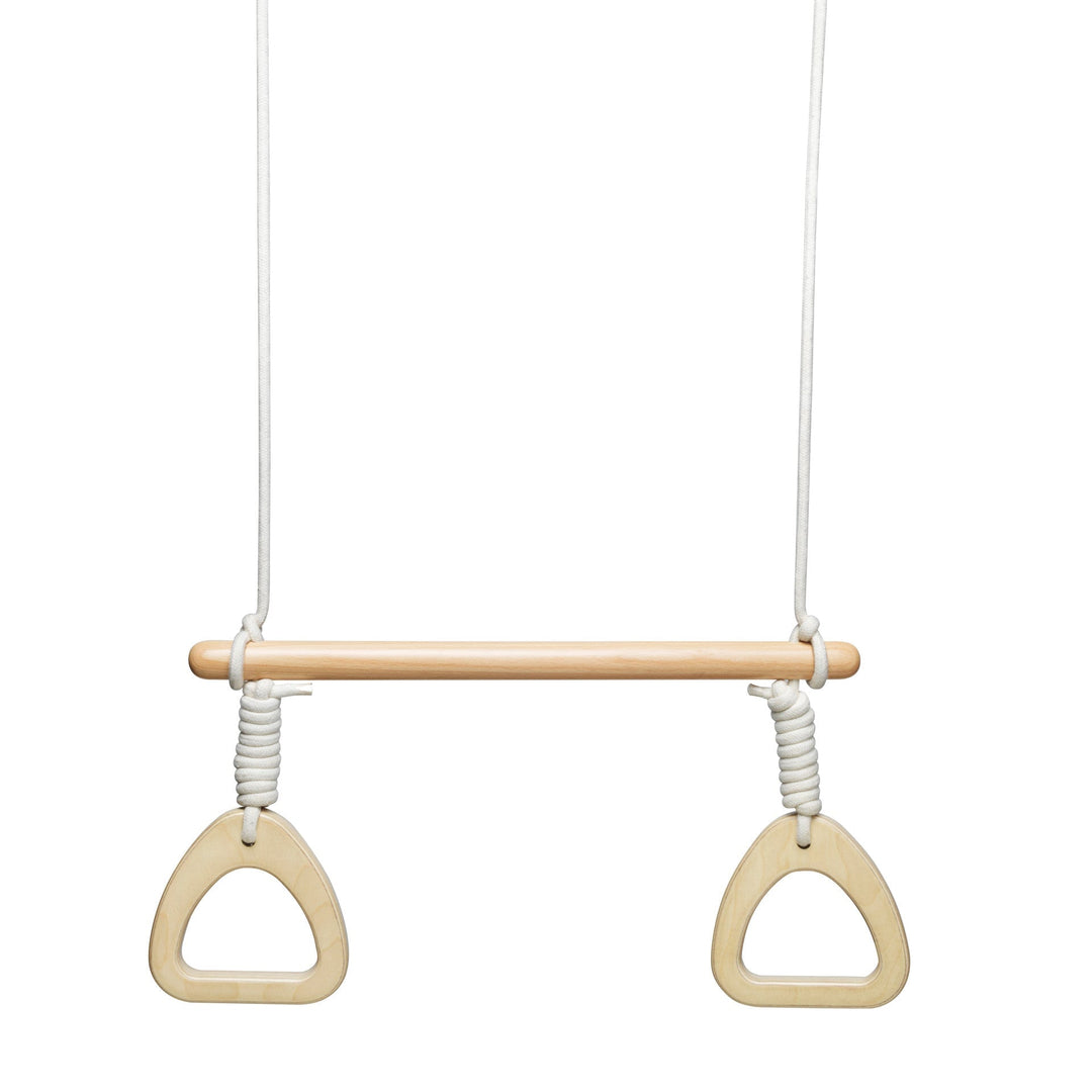 Salle de sport suspendue - Trapèze avec anneaux en bois Kinderfeets Mlle et Coco