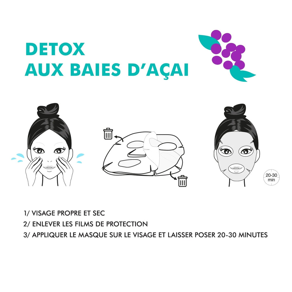 Masque visage Anti-pollution baies d'açai Inuwet Mlle et Coco