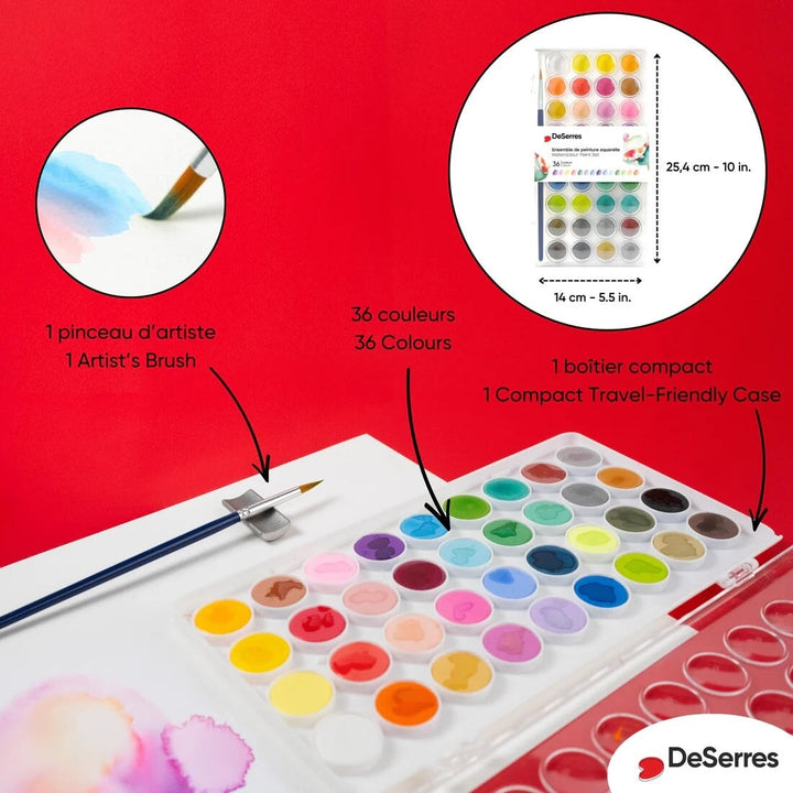 Ensemble peinture aquarelle 36 couleurs DeSerres Mlle et Coco