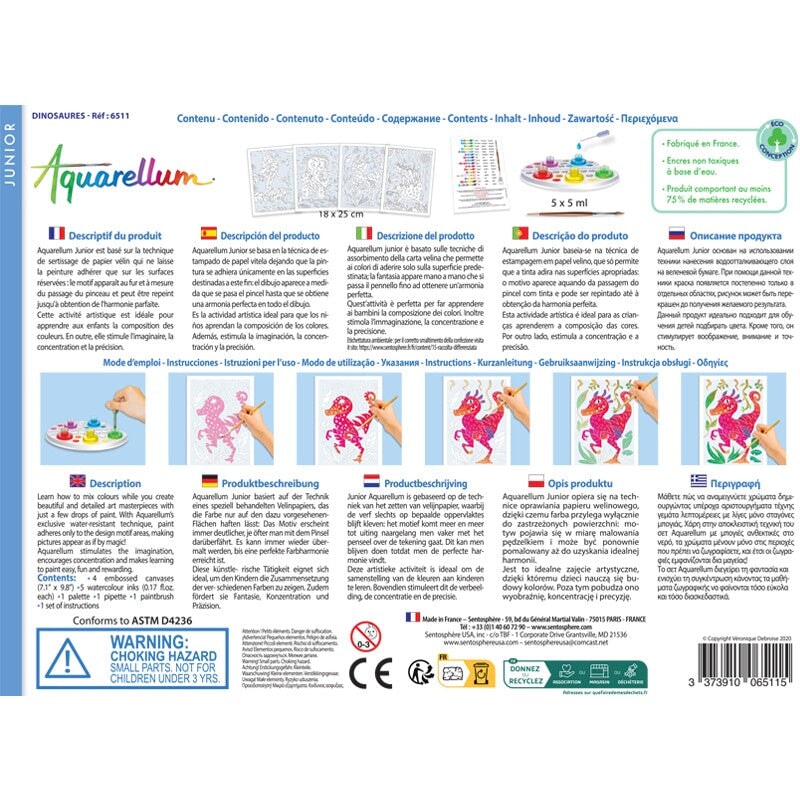 Bricolage Aquarellum junior Dinosaures Sentosphère Mlle et Coco