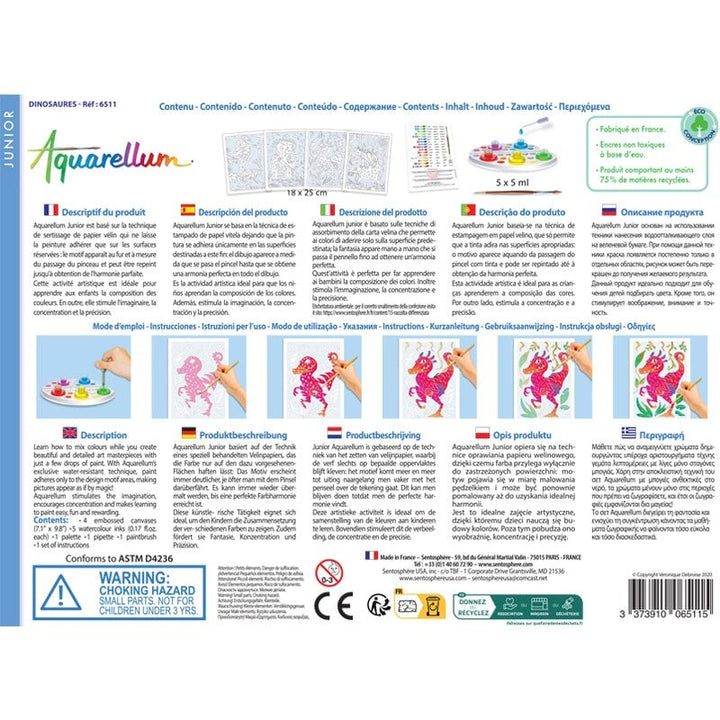 Bricolage Aquarellum junior Dinosaures Sentosphère Mlle et Coco