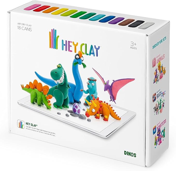ensemble de modellage argile de dinos pour enfant Hey Clay Mlle et Coco