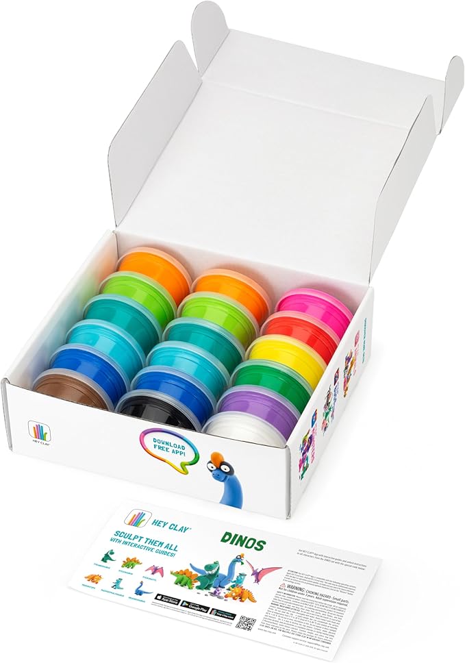 ensemble de modellage argile de dinos pour enfant Hey Clay Mlle et Coco