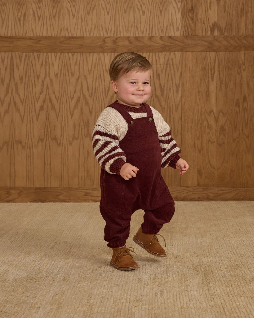 Pull tricot Aspen manche rayé maron Rylee + Cru Mlle et coco