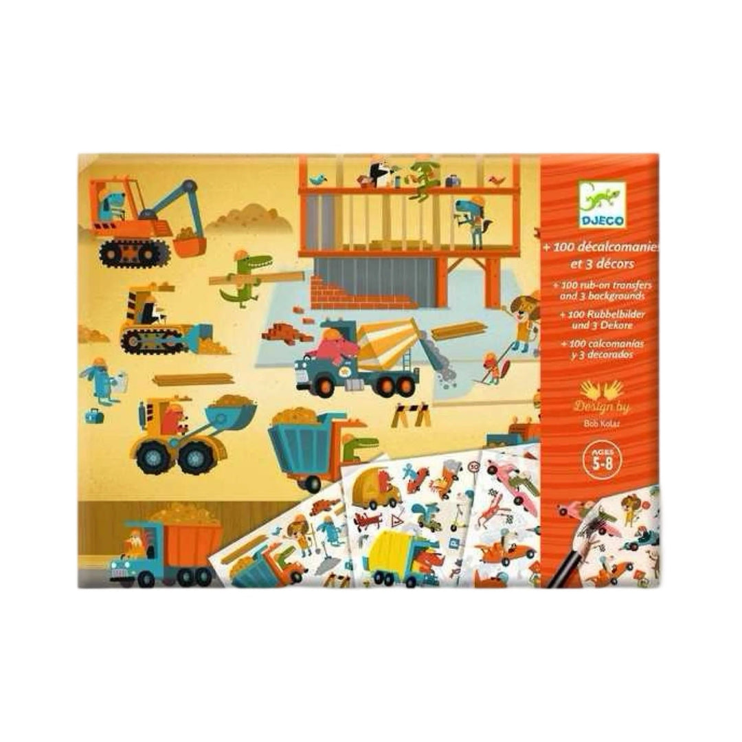 Djeco décalcomanie autocollant activité Asphalte Mlle et Coco