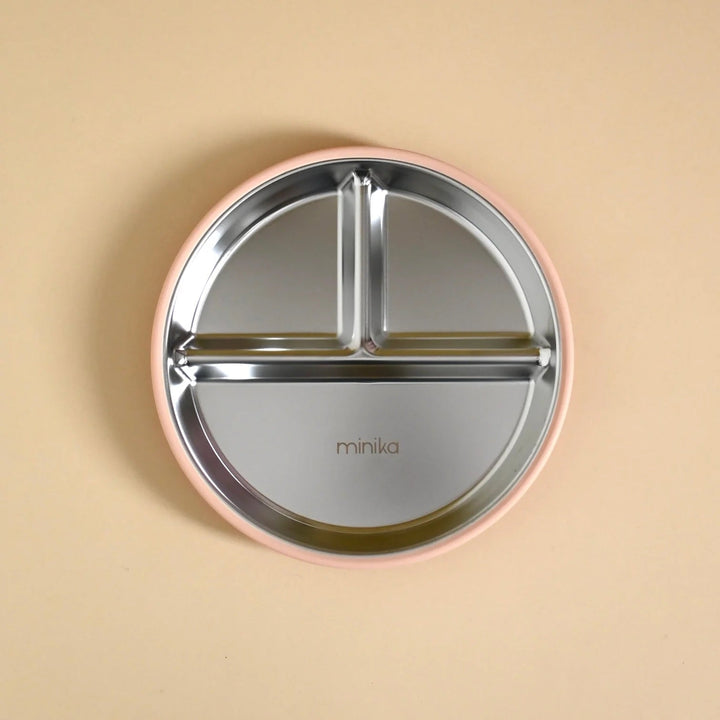 Assiette en acier inoxydable à succion en silicone Minika