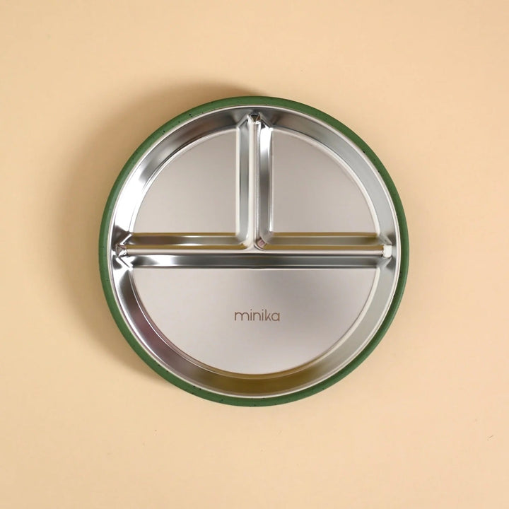 Assiette en acier inoxydable à succion en silicone Minika