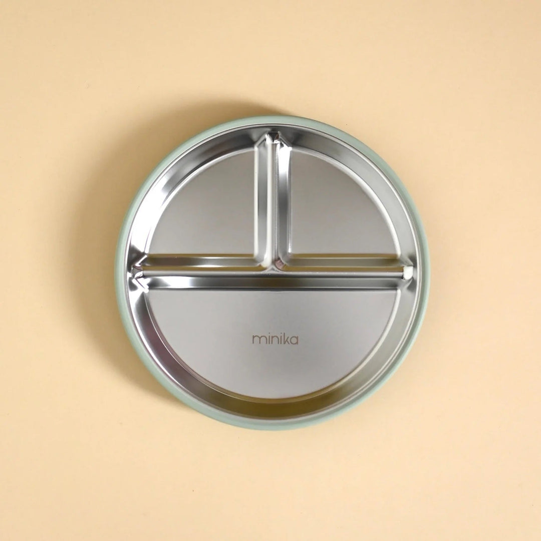Assiette en acier inoxydable à succion en silicone Minika