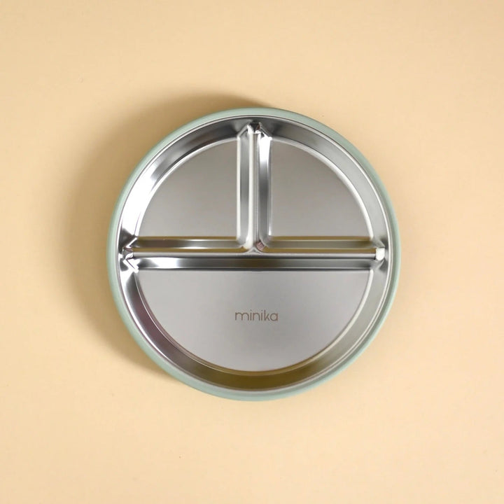 Assiette en acier inoxydable à succion en silicone Minika