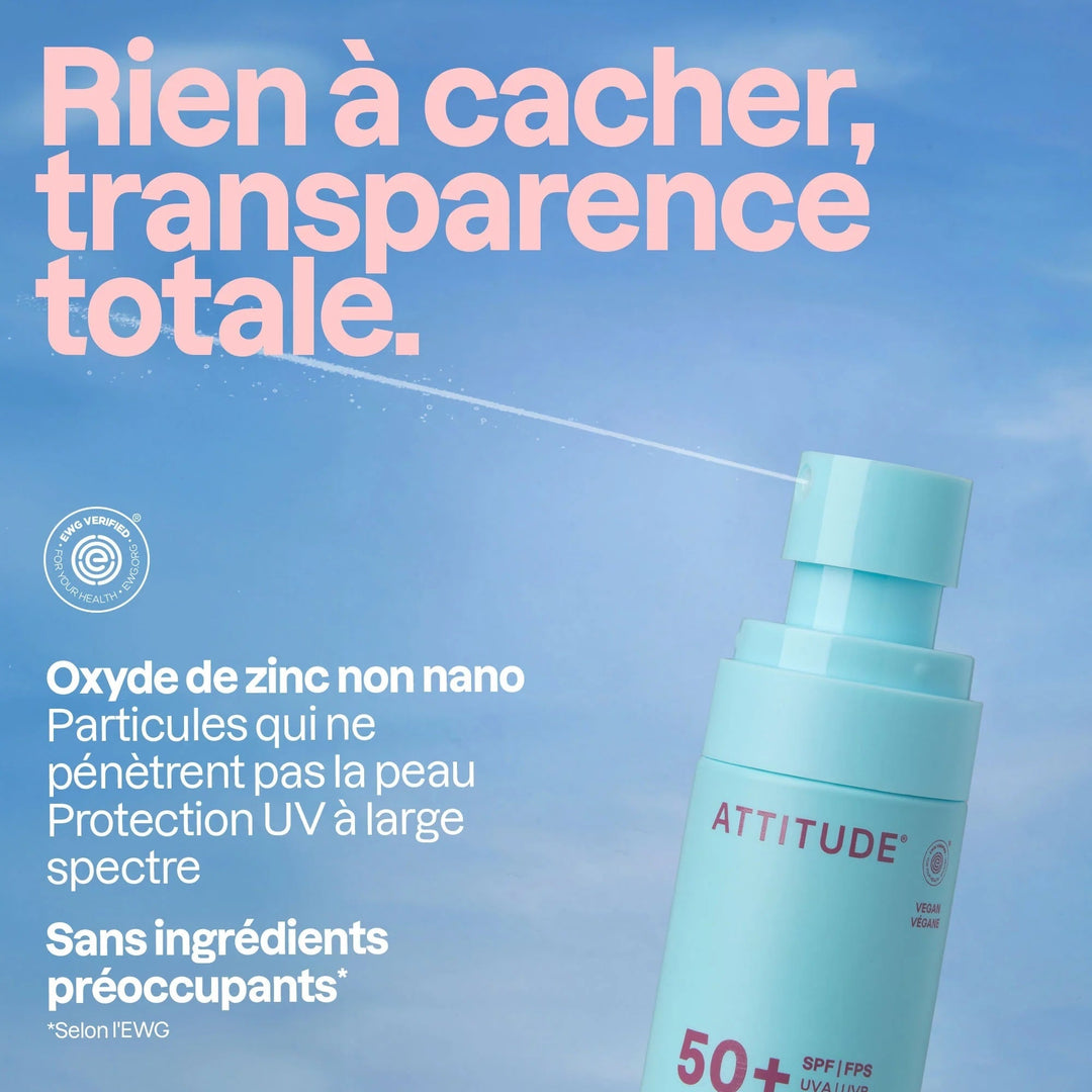 Spray solaire 50+ visage et corps bébé Attitude Mlle et Coco