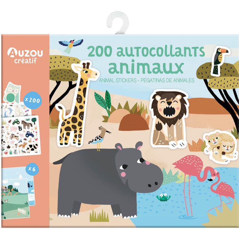 pochette 200 autocollants animaux auzou créatif activité bricolage enfant