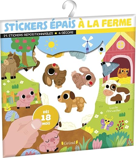 Autocollants épais À la ferme Gründ Québec Mlle et Coco