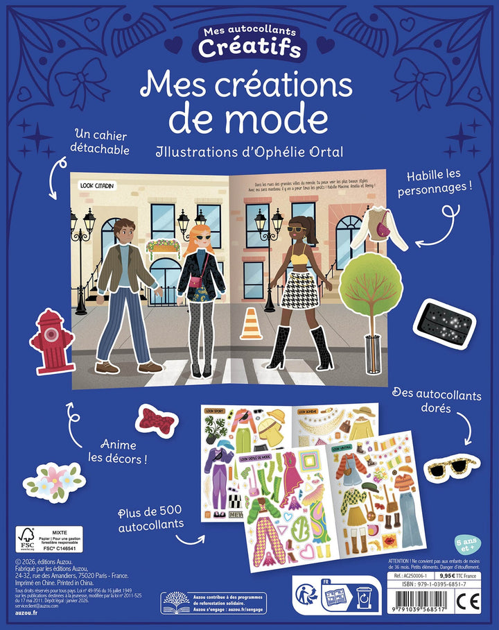 Mes 500 autocollants créatifs Mes créations de mode Auzou éditions Mlle et Coco