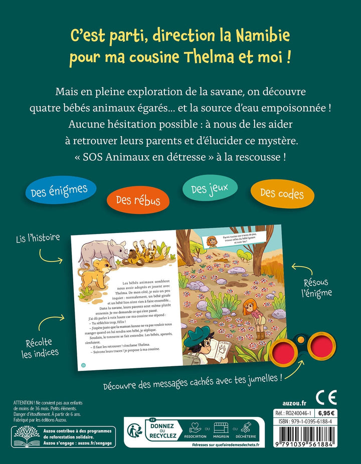 Livre roman énigme Mission animaux Auzou Mlle et Coco