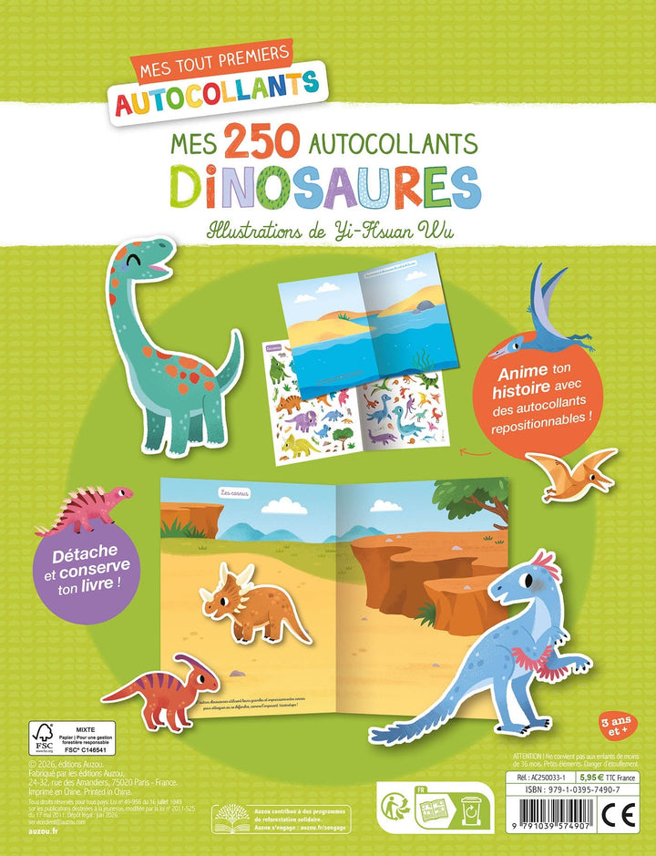 Mes tout premiers autocollants Mes 250 autocollants dinosaures Auzou Mlle et Coco