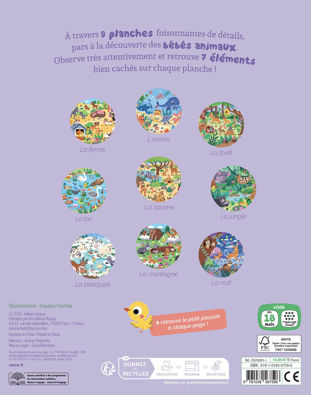 Livre cherche et trouve bébés animaux Auzou Mlle et Coco