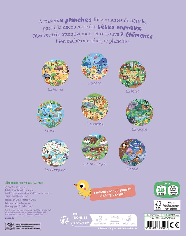 Livre cherche et trouve bébés animaux Auzou Mlle et Coco