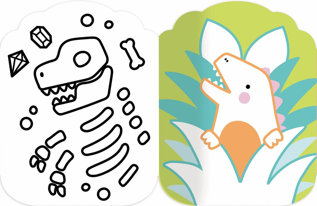 Je colorie sans dépasser cahier coloriage dinosaures Auzou Mlle et Coco