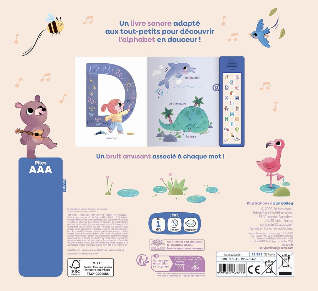 Livre sonore Mon premier abécédaire sonore Auzou Mlle et Coco